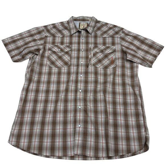 RedHead Other - Red Head Brand Co. Mens Brown Plaid Button Up SS Shirt, Size XXL